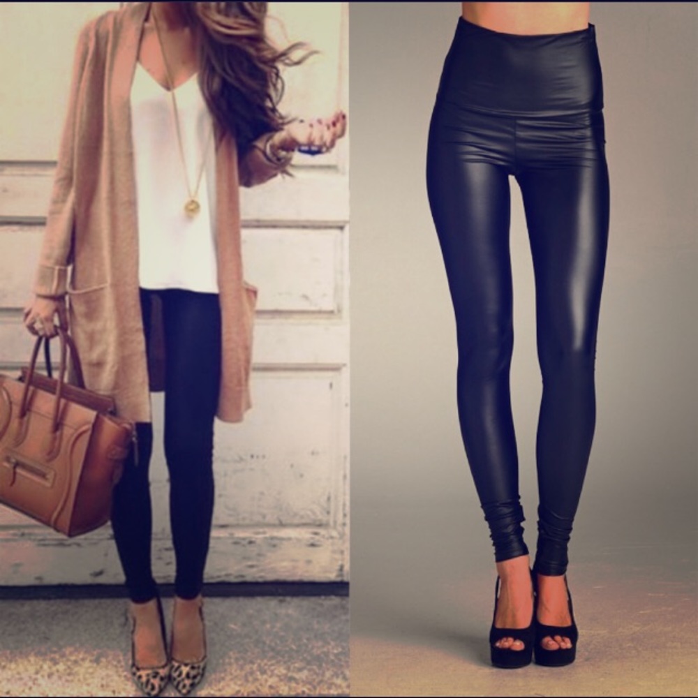 NWT Slim & Sexy Black faux vegan leather leggings!